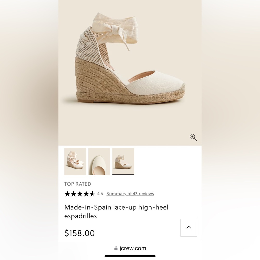 Jcrew Women's Cream Espadrille Wedge Sandals. Never used!!
